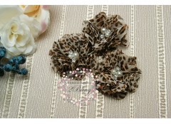 Printed Petite Chiffon Flower "Leopard", Pack of 3